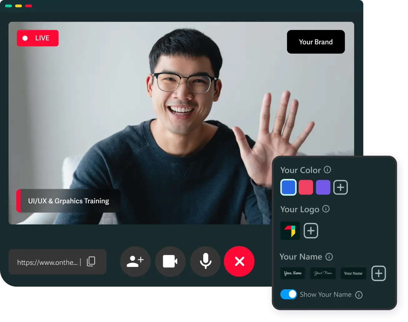 Live stream with brand Logo